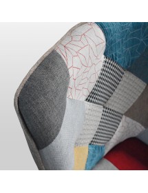 Poltrona moderna Patchwork con pouf imbottita 67x76x97