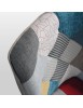 Poltrona moderna Patchwork con pouf imbottita 67x76x97