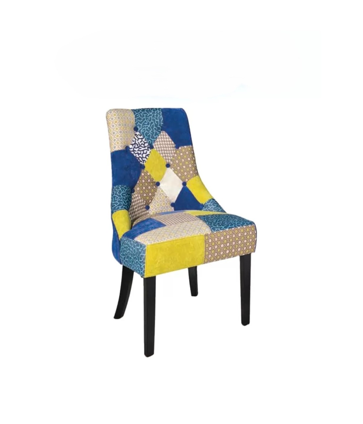 MOBILI 2G -  POLTRONA IMBOTTITA IN TESSUTO PATCHWORK 56x66x94 (785) vista frontale