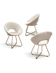 Set Poltrone moderne metallo oro imbottite velluto beige 65x46x83 VISTA FRONTALE