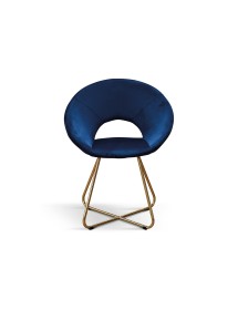 Set Poltrone moderne metallo oro imbottite velluto blu 65x46x83 VISTA FRONTALE