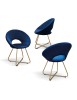 Set Poltrone moderne metallo oro imbottite velluto blu 65x46x83 VISTA FRONTALE