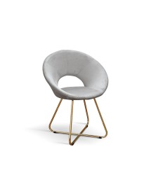 Set Poltrone moderne metallo oro imbottite velluto grigio 65x46x83 VISTA FRONTALE