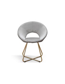 Set Poltrone moderne metallo oro imbottite velluto grigio 65x46x83 VISTA FRONTALE