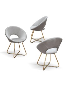 Set Poltrone moderne metallo oro imbottite velluto grigio 65x46x83 VISTA FRONTALE