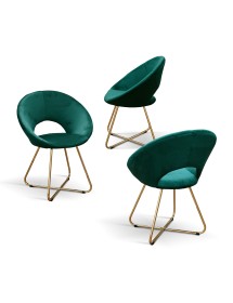 Set Poltrone moderne metallo oro imbottite velluto verde 65x46x83 VISTA FRONTALE