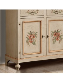 Madia credenza in legno provenzale laccata a mano 4 porte 198x50X107 vista frontale