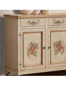 Madia credenza in legno provenzale laccata a mano 4 porte 198x50X107 vista frontale