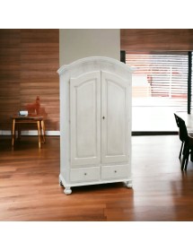 Armadio shabby 2 porte legno bianco anticato 125x61x200 vista frontale