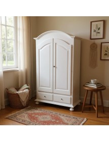 Armadio shabby bianco opaco con cappello tondo 125x60x200