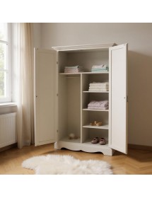 ARMADIO STIPO IN LEGNO AVORIO ARTE POVERA 87x40x192H  vista frontale