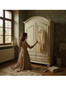 MOBILI 2G - ARMADIO ARTE POVERA 2 ANTE SHABBY LEGNO AVORIO PATINATO 125X61X200 vista frontale