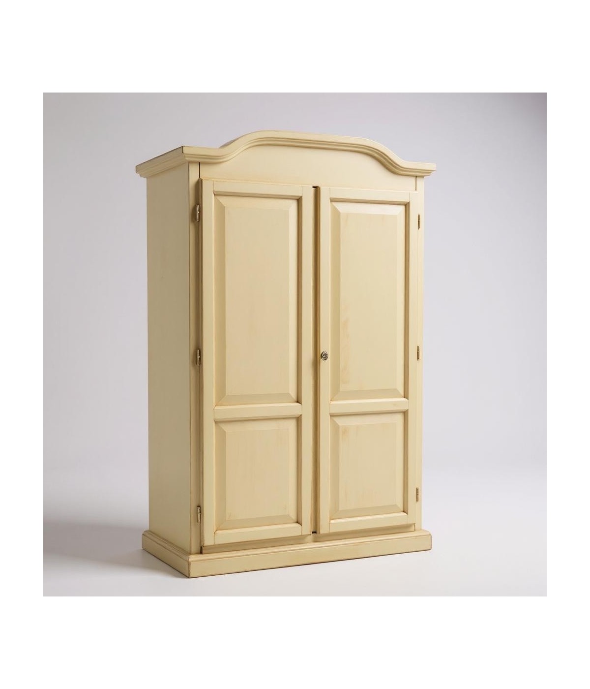 Armadio 2 ante legno shabby avorio anticato 107x55x197H vista frontale