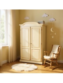 Armadio 2 ante legno shabby avorio anticato 107x55x197H vista frontale