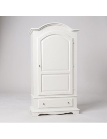 MOBILI 2G - ARMADIO ARTE POVERA 1 PORTA LEGNO SHABBY BIANCO 96x56x196H vista frontale