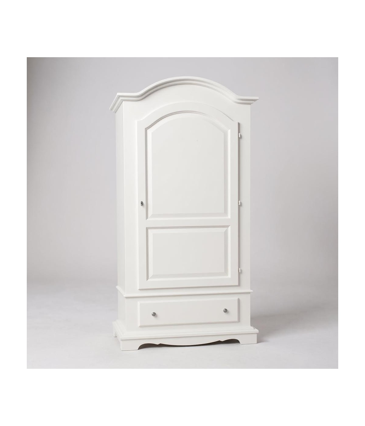 MOBILI 2G - ARMADIO ARTE POVERA 1 PORTA LEGNO SHABBY BIANCO 96x56x196H vista frontale