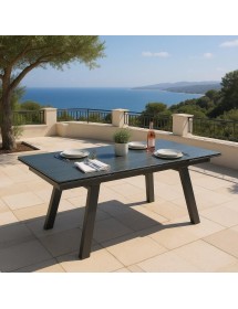 Tavolo moderno allungabile piano pietra grigio scuro 160x90x78