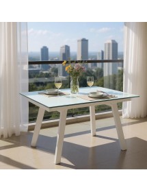 Tavolo moderno allungabile piano Vetro Champagne 160x90x78