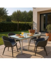 Tavolo moderno allungabile piano Vetro Champagne 160x90x78