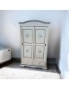 Armadio 2 ante scorrevoli legno shabby bianco anticato pavoncella 122X59X200 VISTA FRONTALE