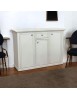 Madia credenza 3 ante 1 cassetto legno shabby bianco anticato 120x39x85 VISTA FRONTALE