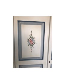 Armadio 2 porte 2 cassetti bianco filo azzurro decori 125X60X200 vista frontale