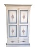 Armadio 2 porte 2 cassetti bianco filo azzurro decori 125X60X200 vista frontale