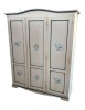 Armadio 3 porte bianco anticato filo blu pavoncella 158X56X197 VISTA FRONTALE