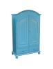 Armadio shabby chic legno decorato azzurro anticato 125x60x200 vista frontale
