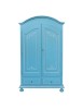 Armadio shabby chic legno decorato azzurro anticato 125x60x200 vista frontale