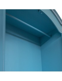 Armadio shabby chic legno decorato azzurro anticato 125x60x200 vista frontale