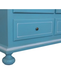 Armadio shabby chic legno decorato azzurro anticato 125x60x200 vista frontale