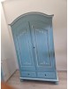Armadio shabby chic legno decorato azzurro anticato 125x60x200 vista frontale