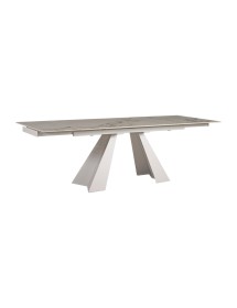 Tavolo moderno allungabile piano effetto marmo Gold gambe bianche 160x90x78