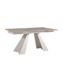 Tavolo moderno allungabile piano effetto marmo Gold gambe bianche 160x90x78