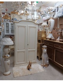 Armadio 2 ante legno shabby avorio anticato decorato filo arancione...