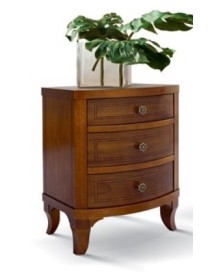 Gruppo 1 Cassettiera 2 Comodini legno classico sagomati noce bassano vista frontale