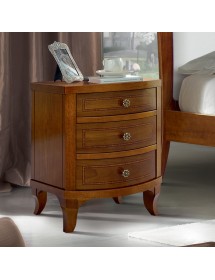 Gruppo 1 Cassettiera 2 Comodini legno classico sagomati noce bassano vista frontale