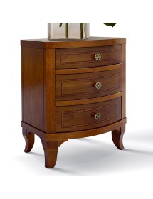 Gruppo 1 Cassettiera 2 Comodini legno classico sagomati noce bassano vista frontale