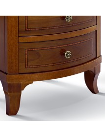 Gruppo 1 Cassettiera 2 Comodini legno classico sagomati noce bassano vista frontale