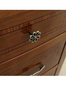 Gruppo 1 Cassettiera 2 Comodini legno classico sagomati noce bassano vista frontale