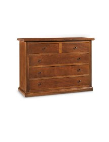 Cassettiera 5 cassetti arte povera legno tinta noce 120x55X90 VISTA FRONTALE