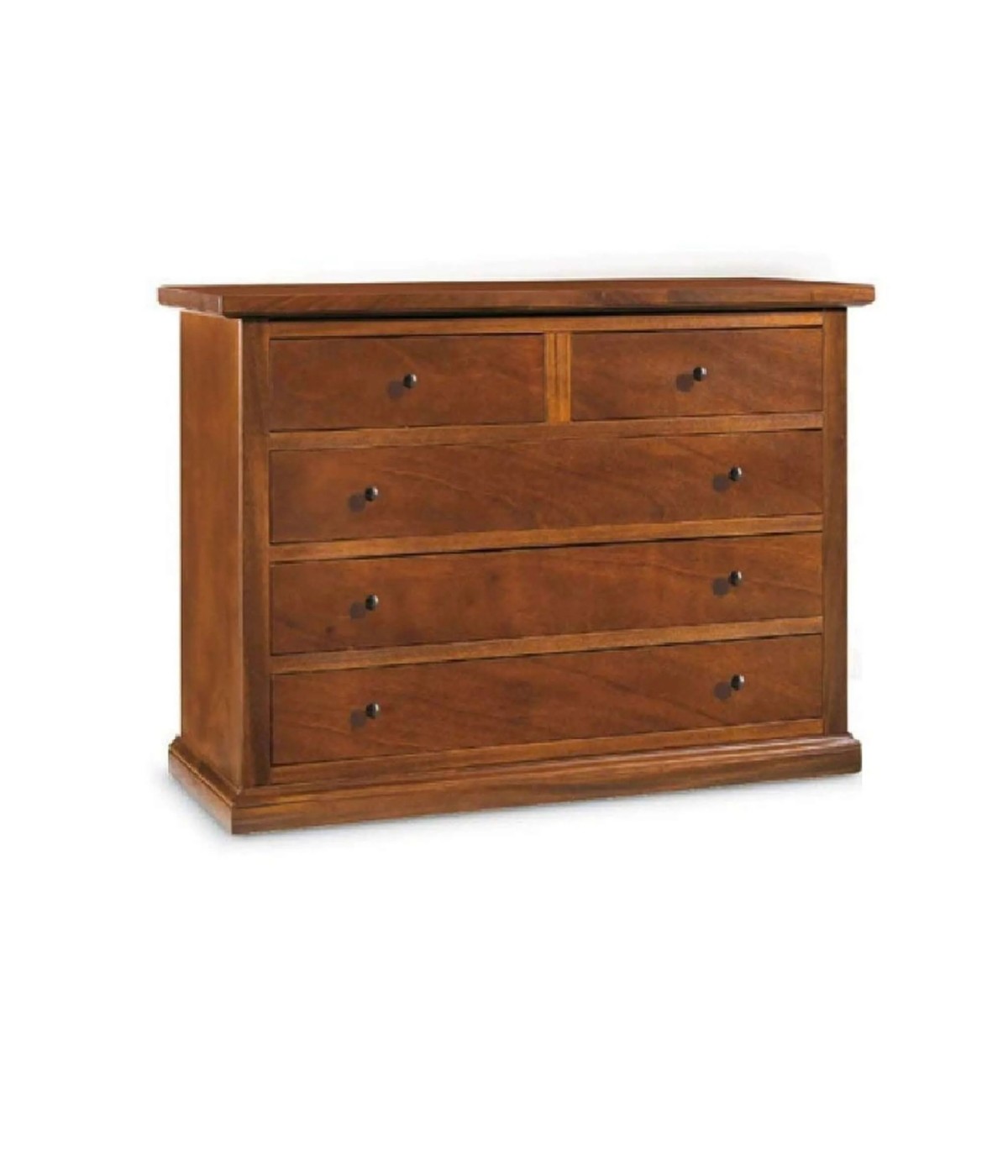 Cassettiera 5 cassetti arte povera legno tinta noce 120x55X90 VISTA FRONTALE