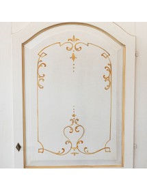 Armadio shabby 1 porta legno bianco anticato decori filo arancione 96x56x196 VISTA FRONTALE