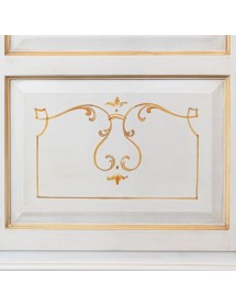 Armadio shabby 1 porta legno bianco anticato decori filo arancione 96x56x196 VISTA FRONTALE