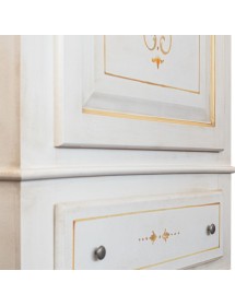 Armadio shabby 1 porta legno bianco anticato decori filo arancione 96x56x196 VISTA FRONTALE