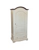 Armadio 1 porta legno shabby bianco invecchiato filo noce 96x56x196 vista frontale