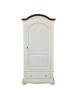 Armadio 1 porta legno shabby bianco invecchiato filo noce 96x56x196 vista frontale
