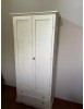 Armadio 2 porte 2 cassetti legno shabby bianco anticato 87x40x192 vista frontale