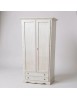 Armadio 2 porte 2 cassetti legno shabby bianco anticato 87x40x192 vista frontale